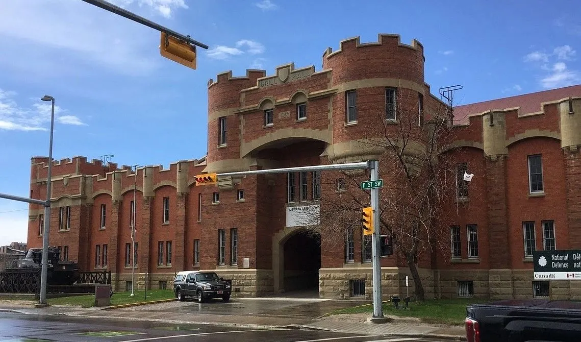 A restored heritage brick and sandstone building